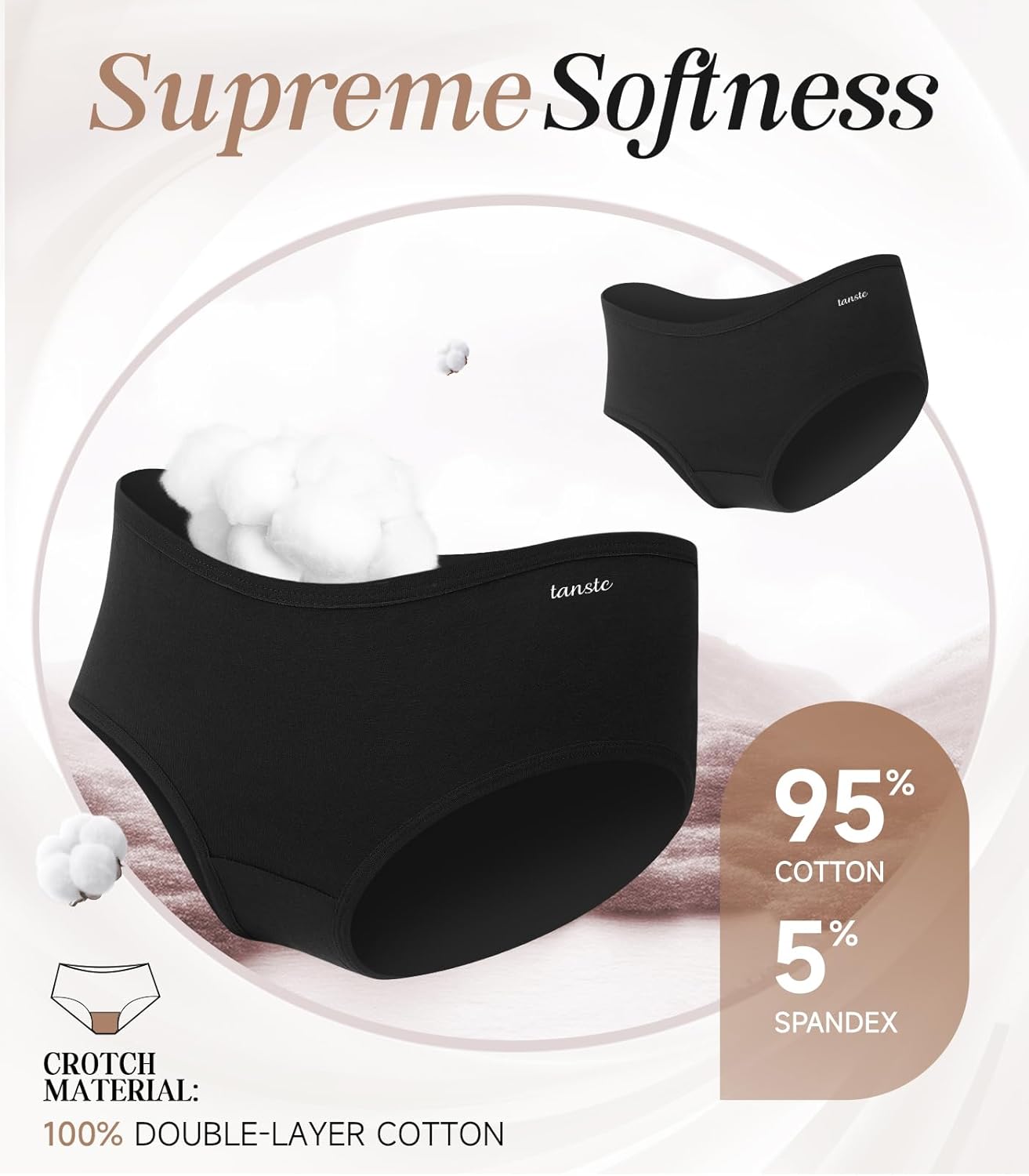 TANSTC Womens Underwear Low Rise Cotton Hipster Panties Soft Stretch Briefs Breathable Ladies Underpants 6 Pack - Image 6