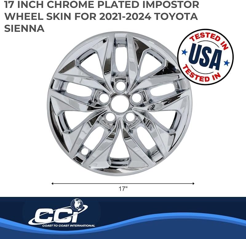 Coast to Coast 17" Black or Chrome Snap-On Wheel Skins - IMP478X/BLK Fits Toyota Sienna [2021-2025] (Chrome)
