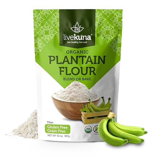LiveKuna Harina de Plátano Orgánica - Alternativa de Harina Multiusos Sin Gluten para Recetas de Horneado y Cocina - Harina de Plátano Vegana Sin