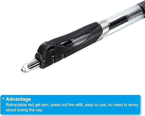 Miniatura 5 de PATIKIL Bolígrafos de gel negros, 18 varillas transparentes de punta fina con agarre suave negro, bola de rodillo de 0.020 in, bolígrafos de tinta