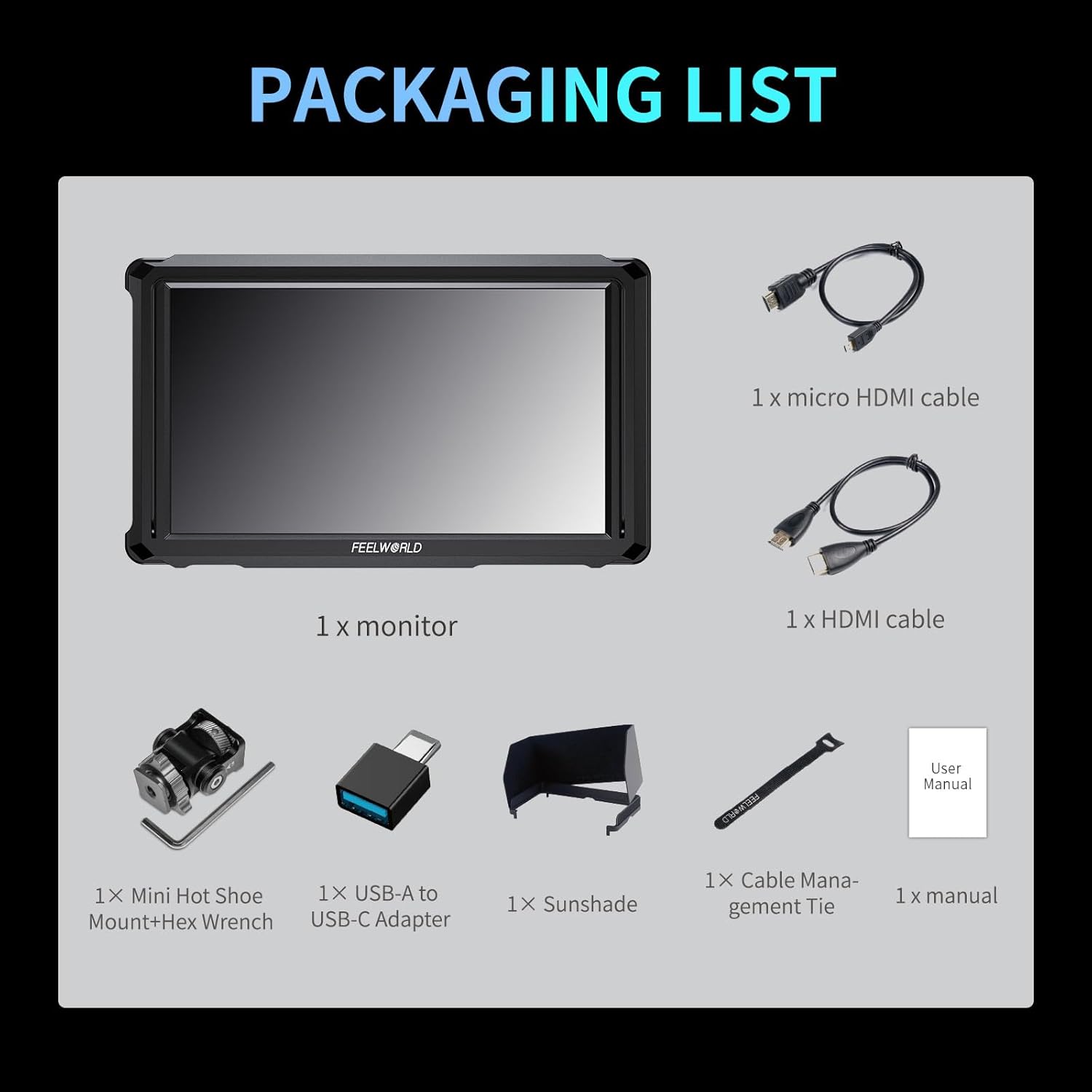 FEELWORLD 6 Inch DSLR Camera Field Monitor,1200nit High Bright 4K HDMI On Camera Monitor, 3D Lut 1920X1080 HD Focus Peaking Assist Full Waveform Video Field Monitor FW568PRO