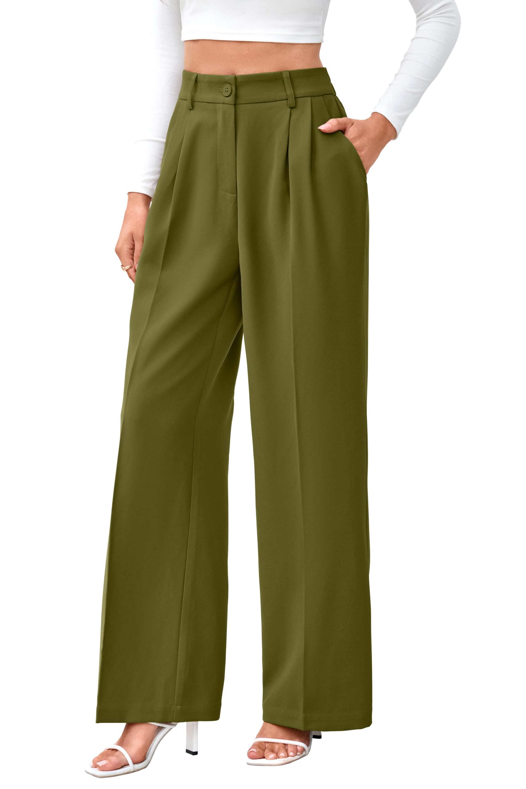 FUNYYZO Wide Leg Dress Pants for Women Work Slacks Business Casual Outfits