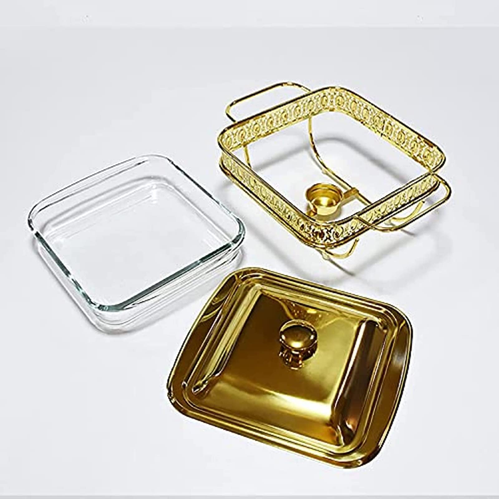 Set di scaldavivande in acciaio inox con coperchio, capacità 1,8 l, ideale per catering ed eventi all'aperto, piatti da portata per feste