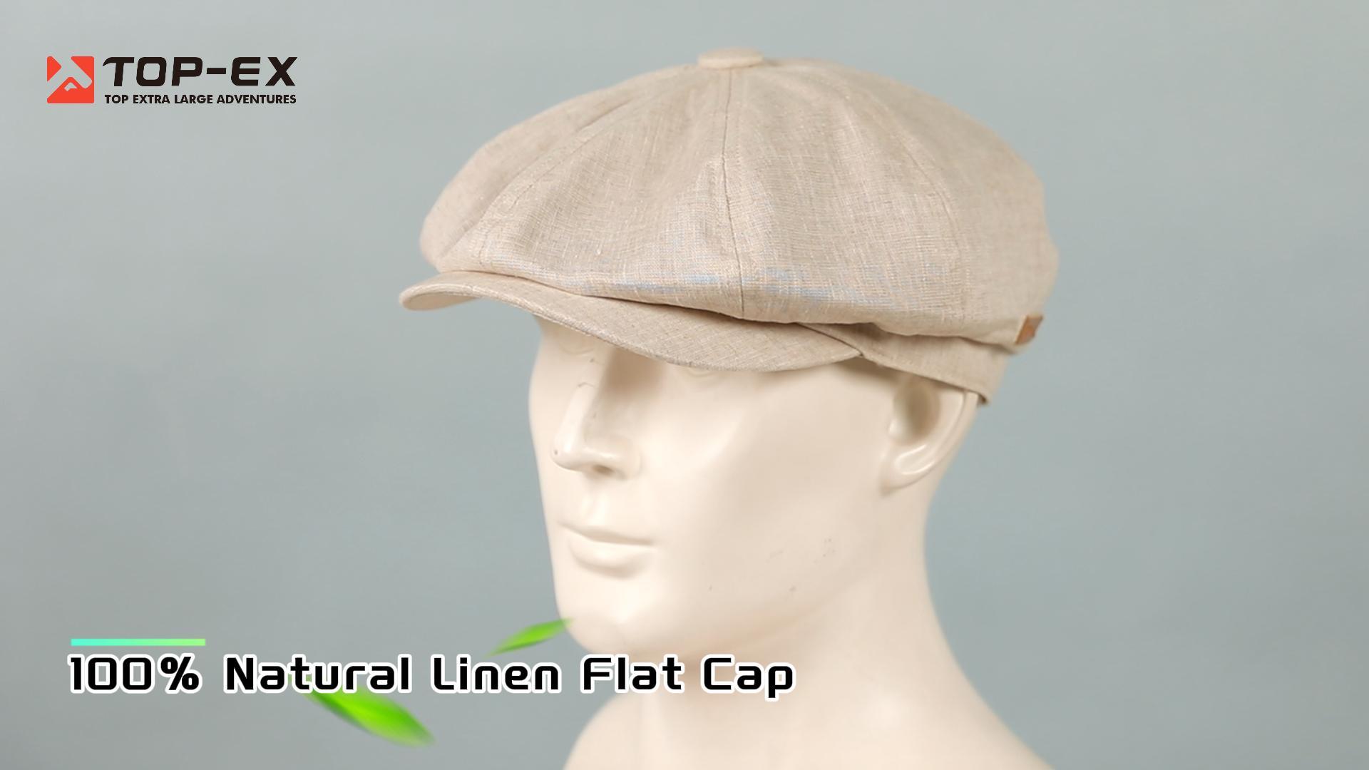 TOP-EX Beige 100% Linen Newsboy Cap for Men Summer Breathable