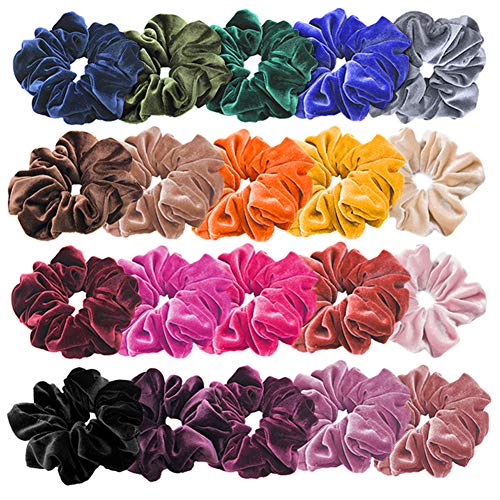 J-MEE 20 Pcs Hair Scrunchies Velvet Elastic Hair Bands Scrunchy Hair Ties Ropes Scrunchies for Women or Girls Hair Accessories