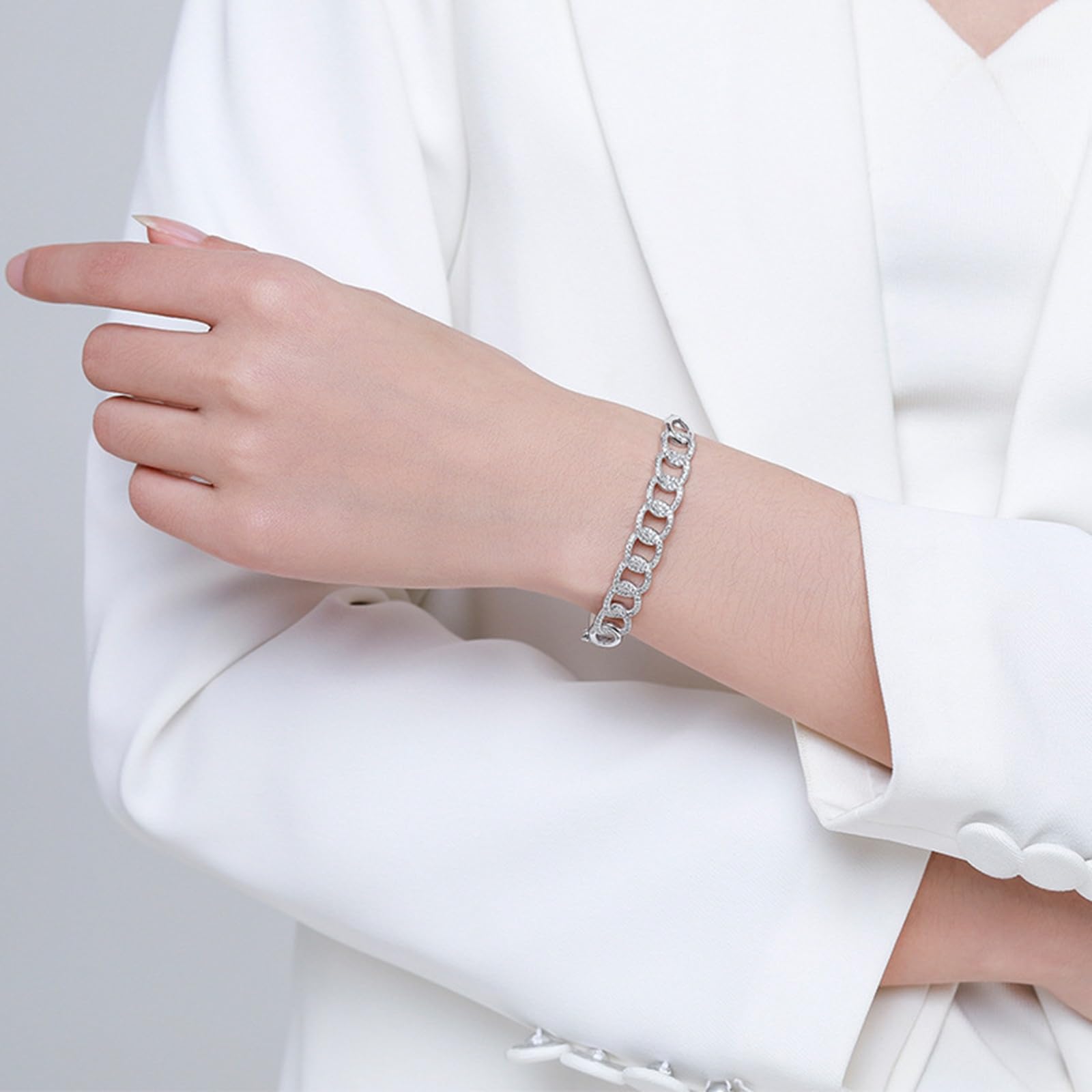 Pulsera de corazón para mujer, pulsera de cadena de moissanita para amistad,