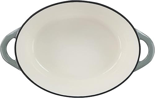 Miniatura 7 de MegaChef Cazuela ovalada de hierro fundido esmaltado de 7 cuartos en gris