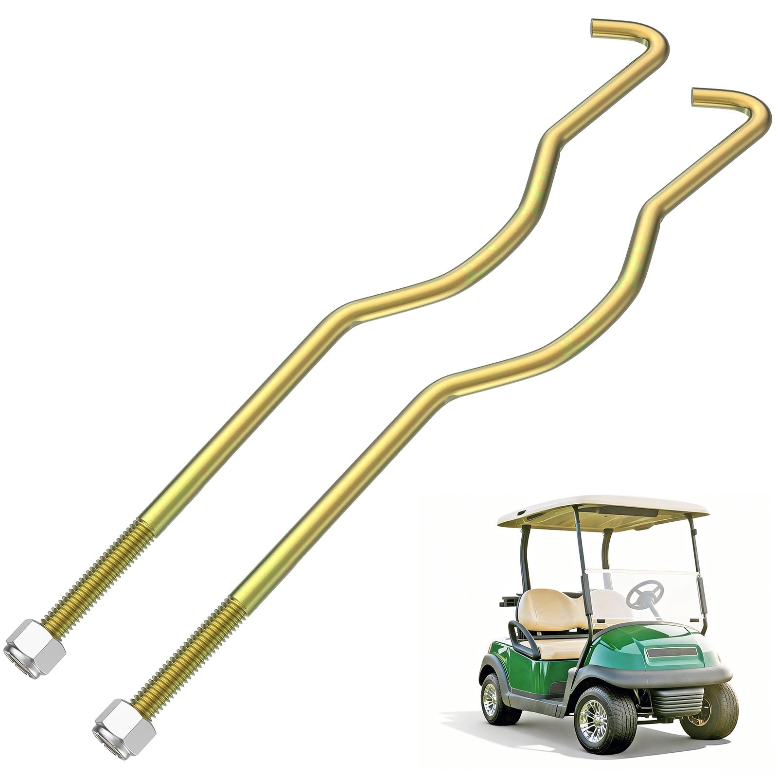 Panglong Club Car Battery Hold Down Rods with Nuts, Precedent Golf Cart Battery Hold Down Rods Kit, Suitable for 2005-2008 Club Car Precedent Electric