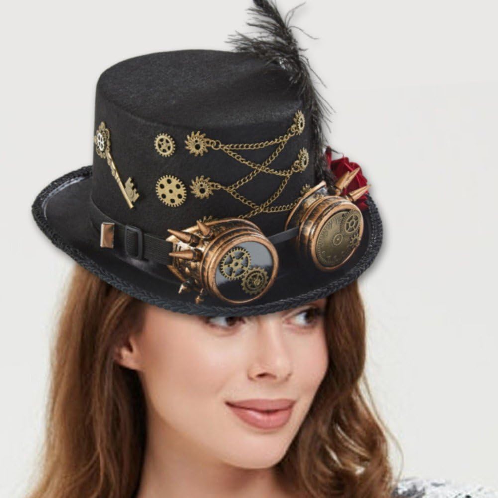 Unisex Steampunk kapelusze steampunk czapka z goglami na kostium na Halloween fantazyjna sukienka steampunk akcesoria