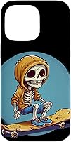 Vista 21 de iPhone 16 Cool Skeleton with Sweater on Skateboard for chilly Skater Case