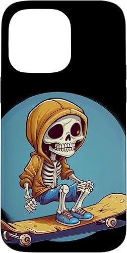 Miniatura 21 de iPhone 16 Cool Skeleton with Sweater on Skateboard for chilly Skater Case