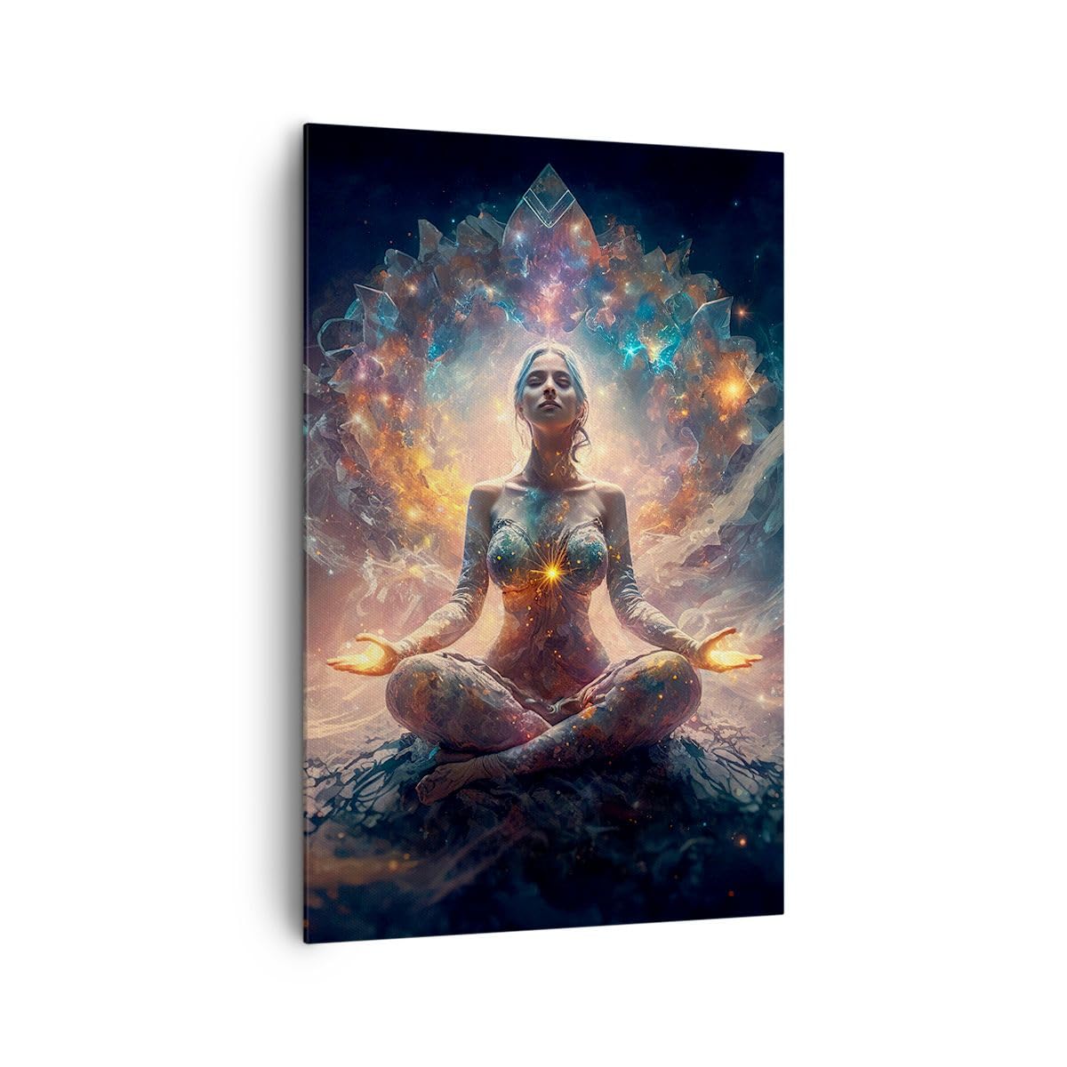 Tableau Sur Toile Moderne Méditation Yoga Énergie - Décoration Murale 45x80cm Avec Cadre