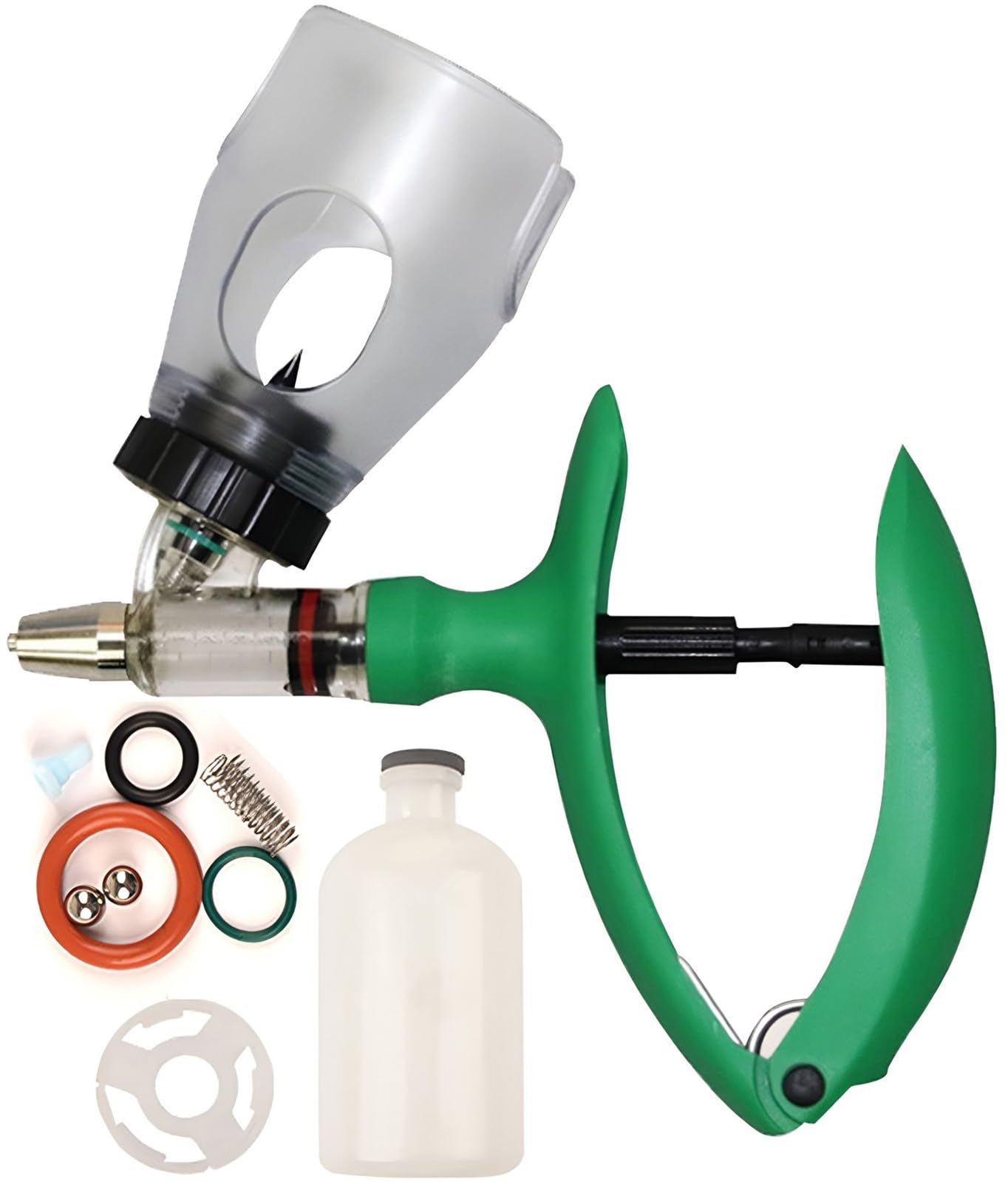 Veterinary Continuous Syringe, 2ml/5ml/10ml Adjustable Precision Injection Pump, Bottle Insertion Injector Gun for Livestock(E,5ML)