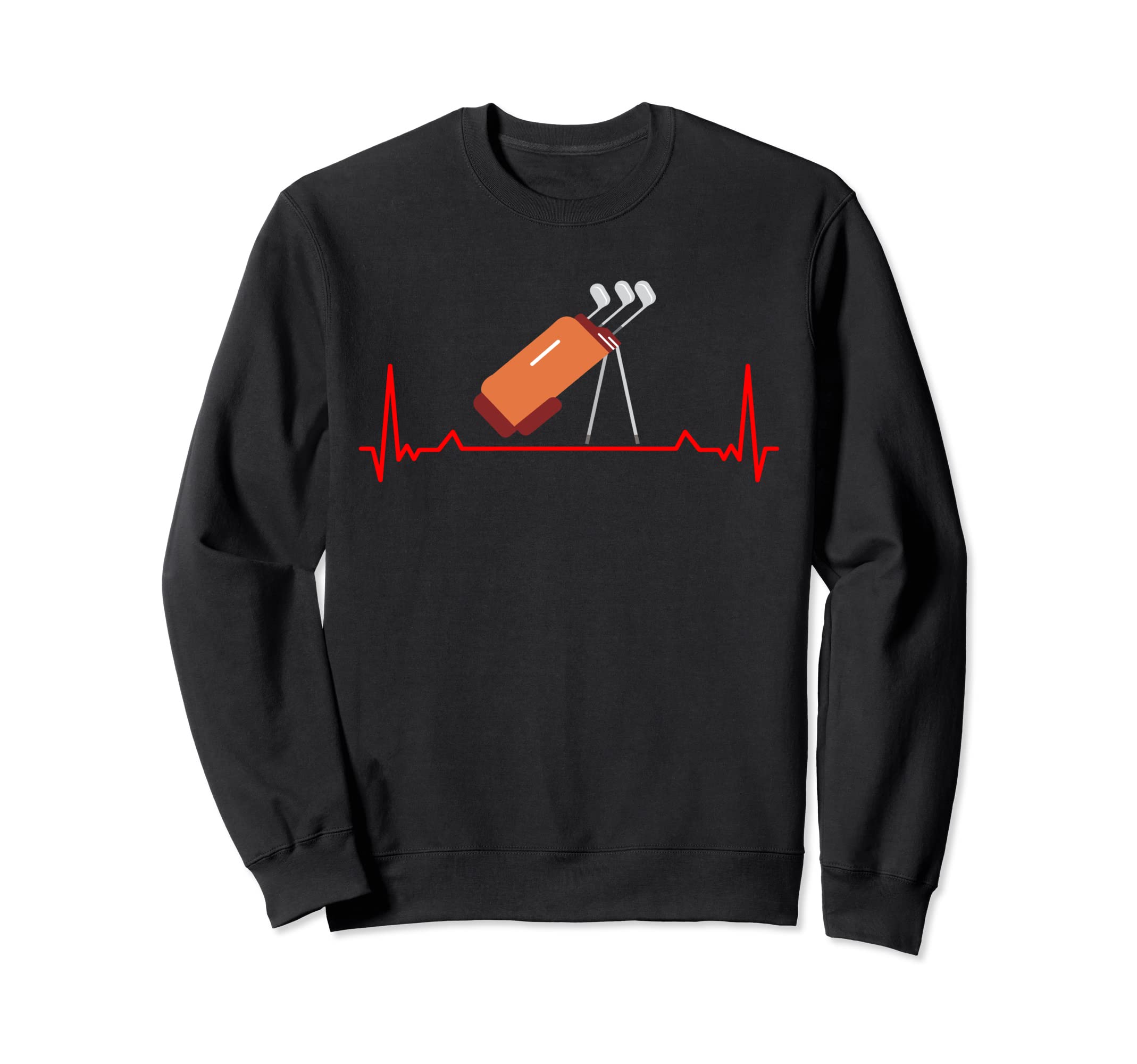 Ekg Heartbeat Pulse Line Golf Cart Bag Fun Golfer Sweatshirt, Black