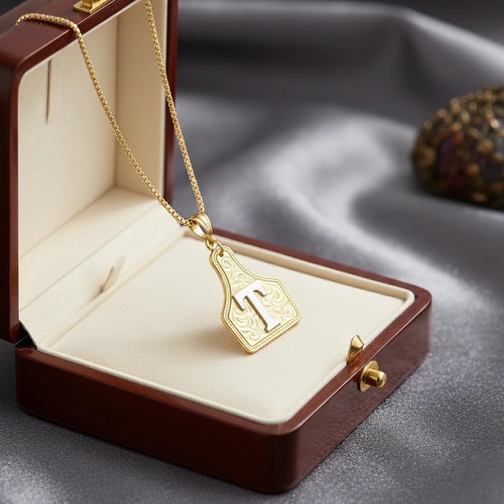 Western Cowgirl Initials Gold Necklace, 14k Gold Plated Western Necklace for Women, Non Fading Handmade Valentine's Day Christmas New Year Gift. - Image 5