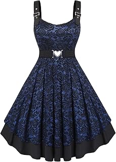 Women Plus Size 1950s Vintage Floral Lace Jacquard Belt Fit and Flare Dress Cocktail Party Dress - Buy now