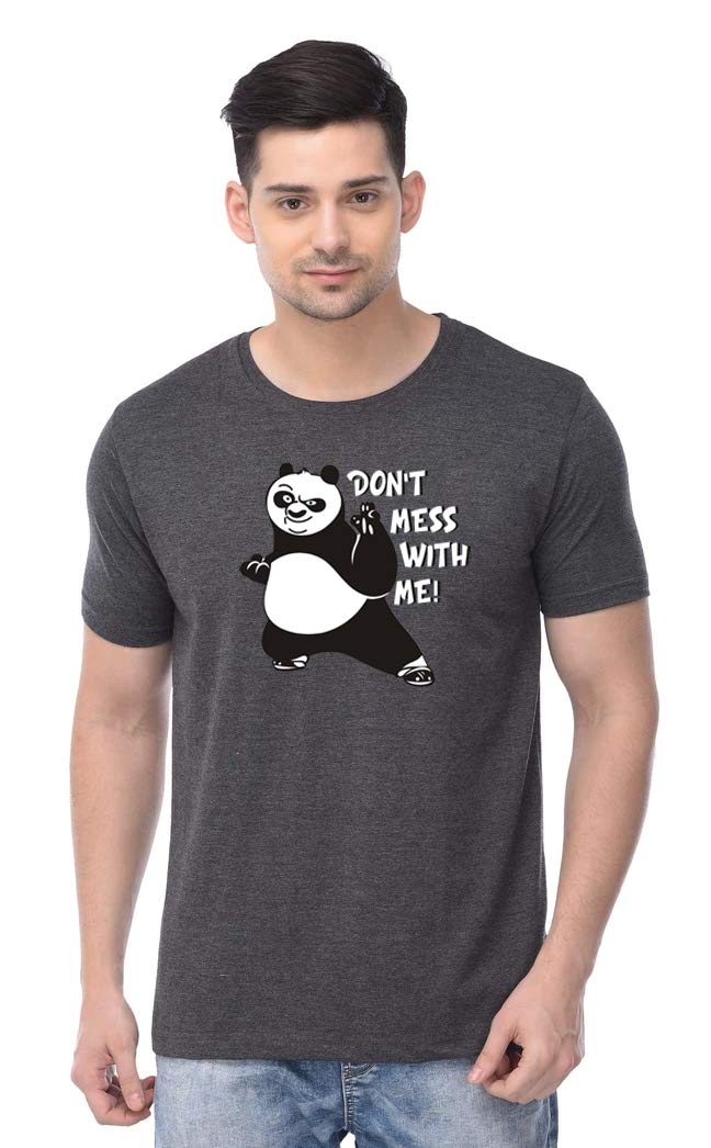 GenericThreadMonk Cotton Men's Don't Mess with Me Printed Half Sleeves Tshirts Regular Fit (Grey, Extra�Large)