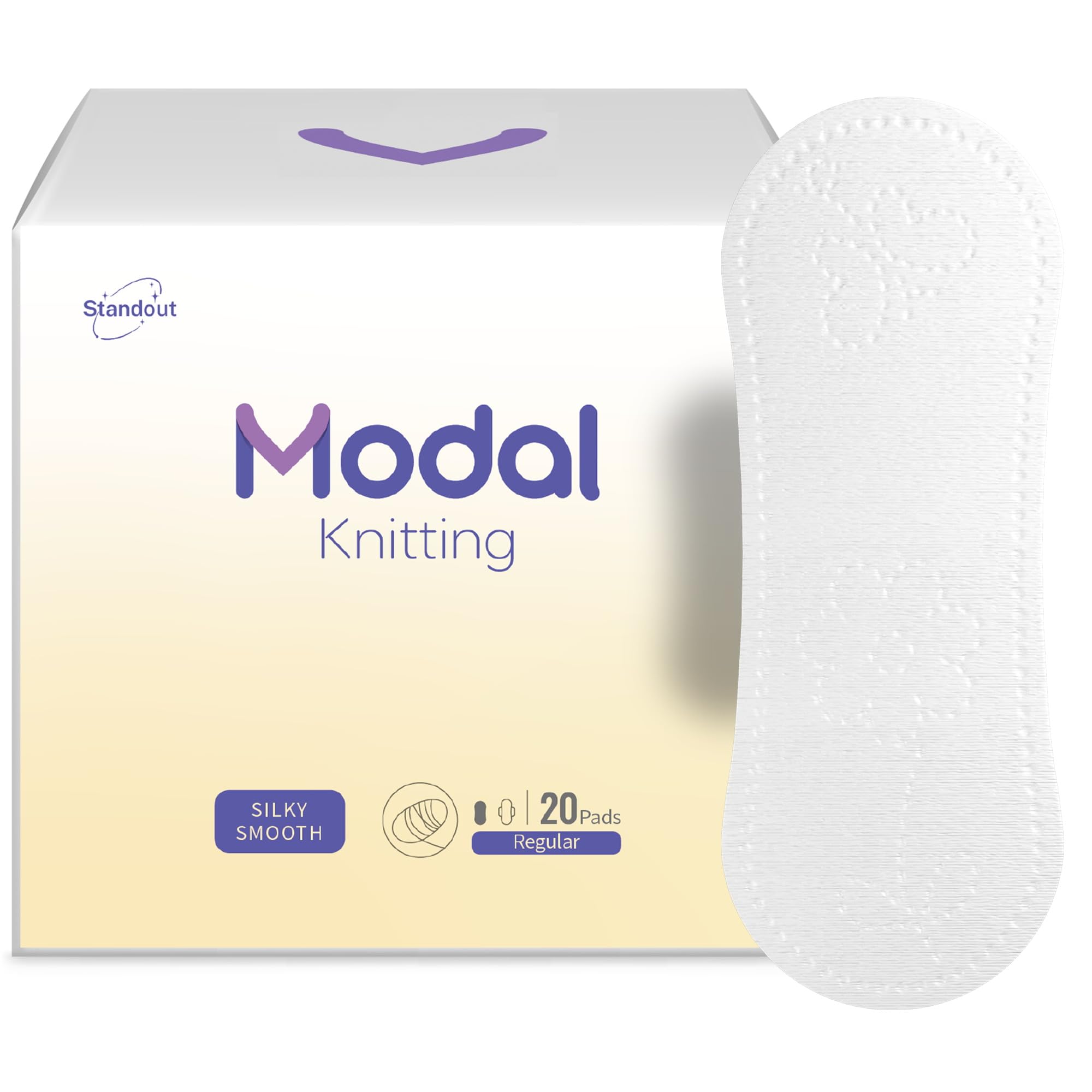 MODAL Panty Liners for Women, Unscented Sanitary Pads Without Wings, Daily Thin Panty Liners, 6.1 Inch(155 mm), Regular, 20 Count