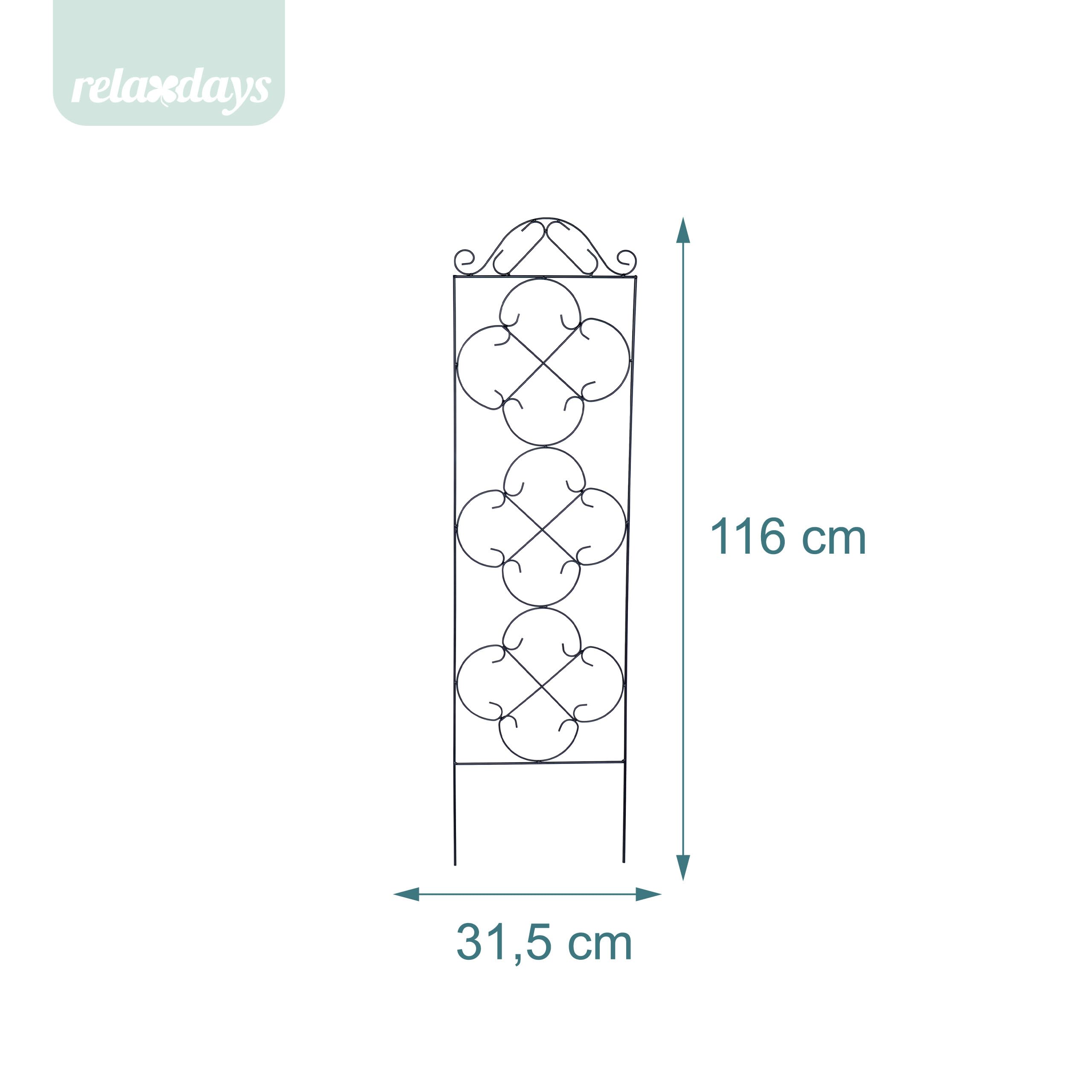 Relaxdays Rankgitter, 4er Set, HxB 116 x 31,5 cm, Metall, Rankhilfe für Kletterpflanzen, Garten, Rosenrankhilfe, schwarz