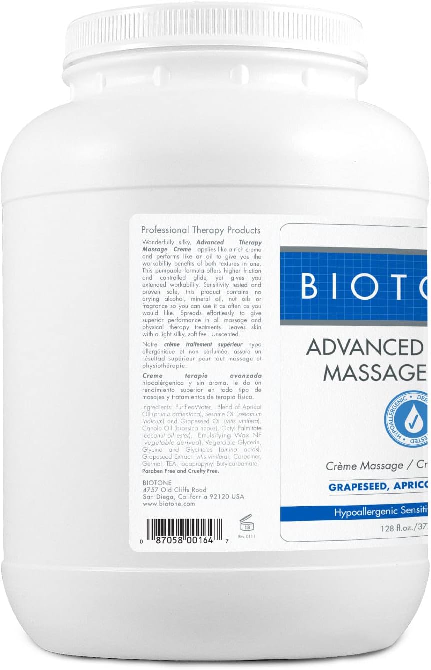BIOTONE Advanced Therapy Massage Creme, Hypoallergenic and Fragrance-Free, Ideal Glide and Workability, Less Reapplications, Non-Greasy Finish - Image 2