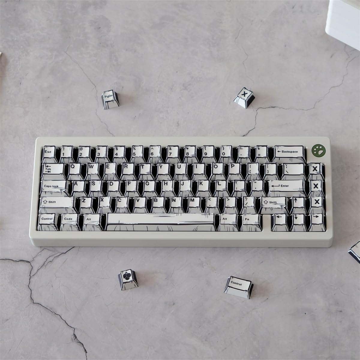 Klawisze w stylu komiksowym, japoński motyw mangi minimalistyczny PBT Cherry Profile Keycaps do niestandardowej klawiatury mechanicznej(Comic,Full Size Set)