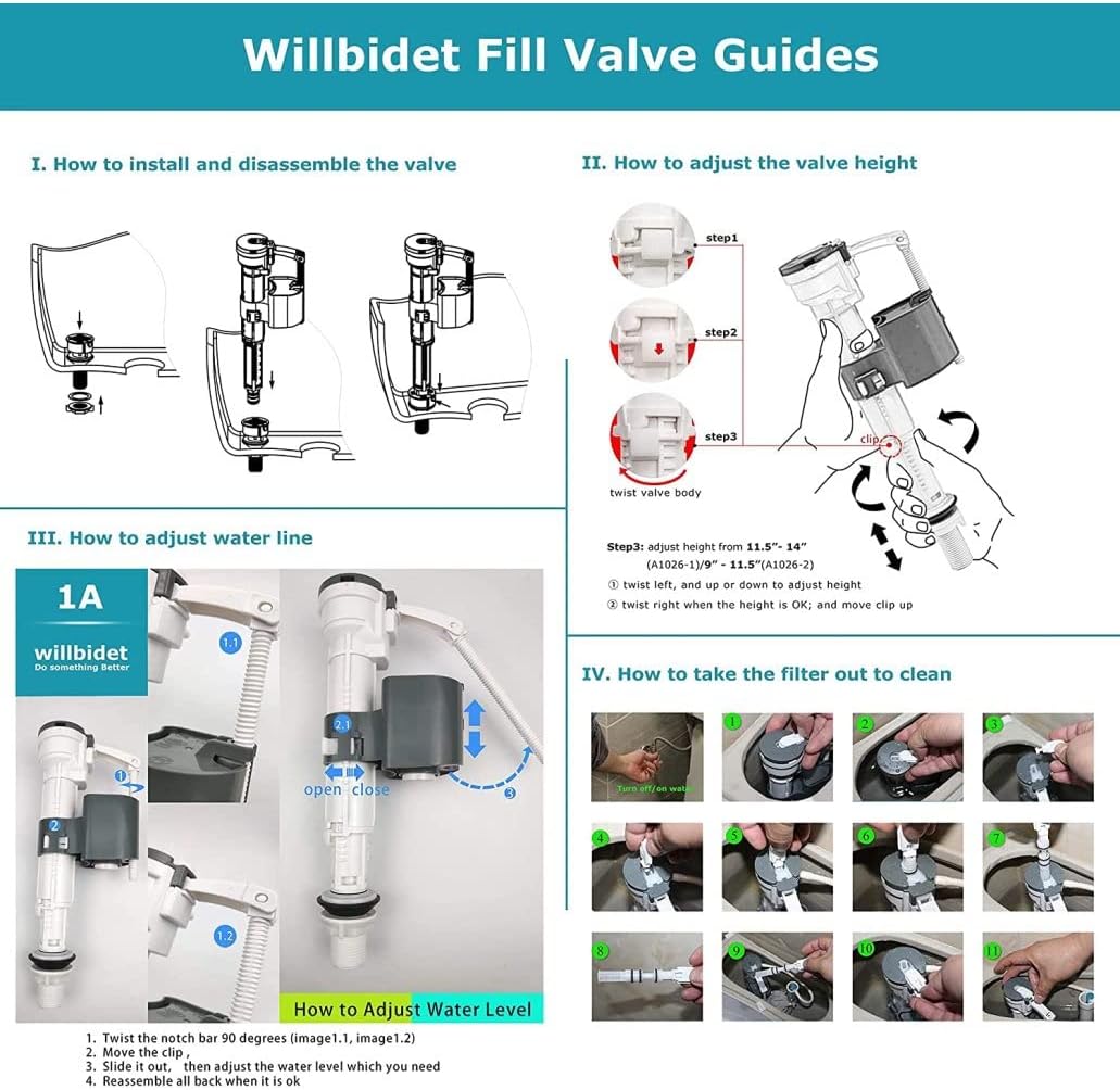 High Performance Toilet Fill Valve, Easy Install Fast Fill Toilet Repair Replacement Parts