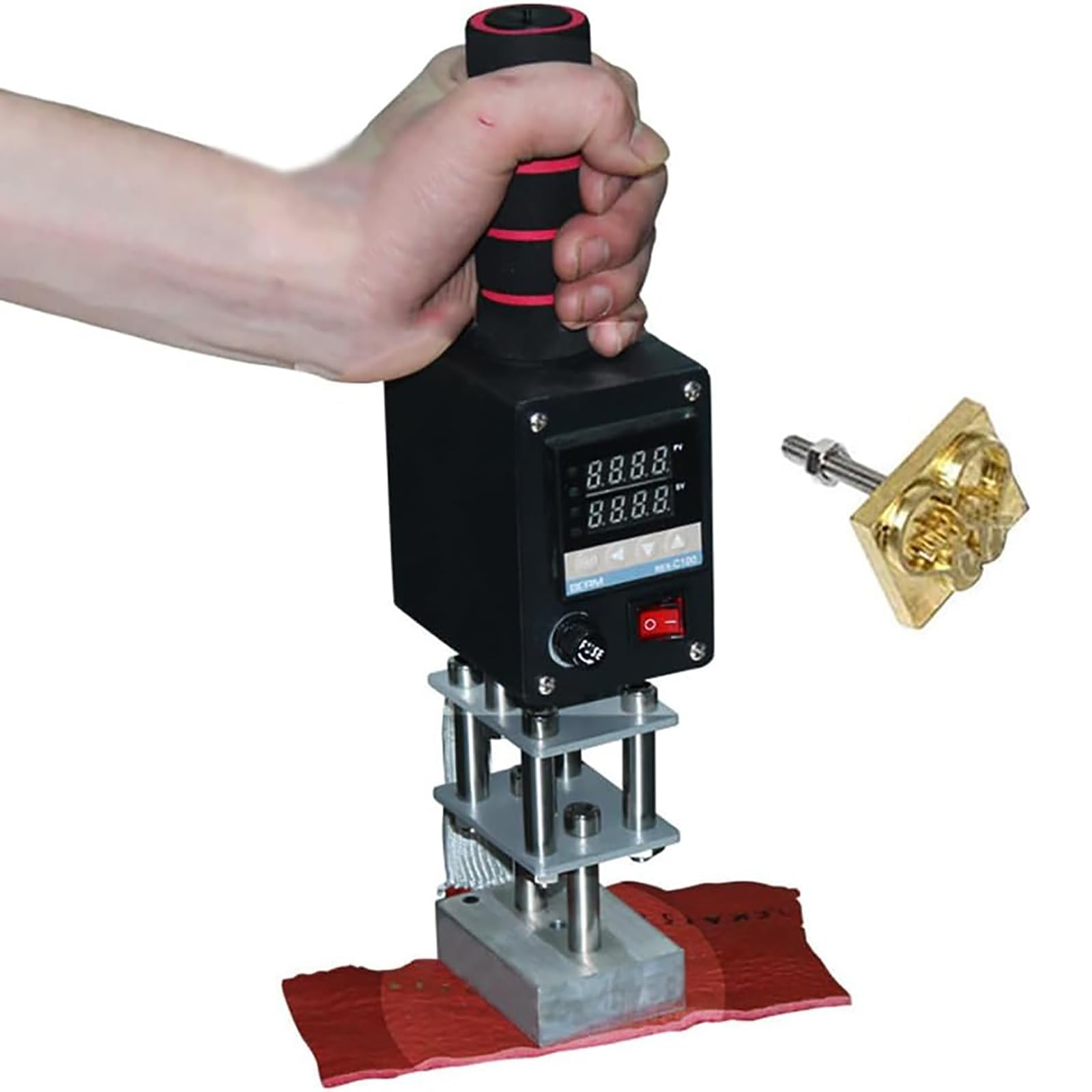 Máquina de estampado en caliente de cuero con temperatura regulable y placa de 5 a 7 cm