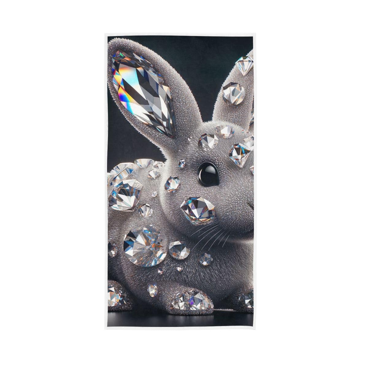 LSRCPD Grey Bunny Hand Towel, Shower Towels for Hand, Face, Hair, Yoga, Kitchen, Bath 15 x 30 Inches