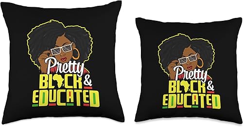Miniatura 3 de Pride Educated Strong African Afro Queen Design Pretty Black & Educated African American History Month - Almohada para mujer, 18 x 18 pulgadas,