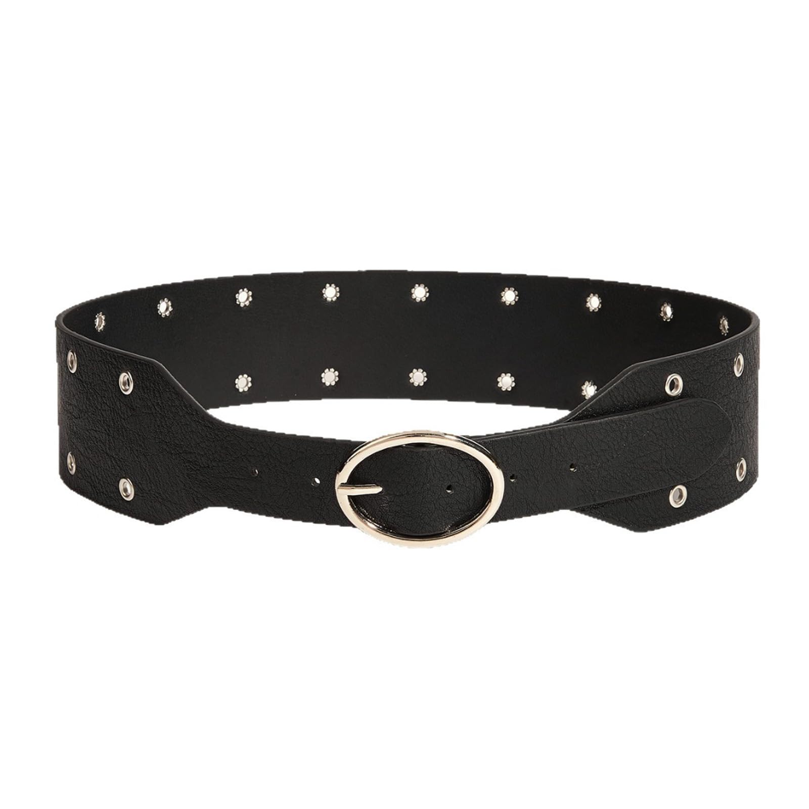 MICFENY Edgy Studded Punk Belt Adjustable 120cm PU Leather Strap For Unisex Fashion Accessories 3.8cm Wide