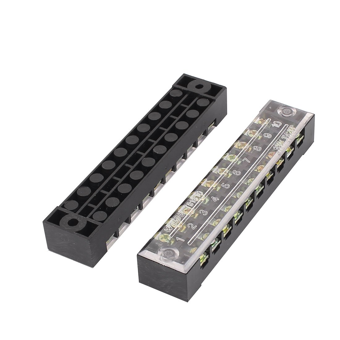 Sourcingmap 2 Pcs 10P Barrier Block Terminal Strip Wire Connector TB1510 600V 15A