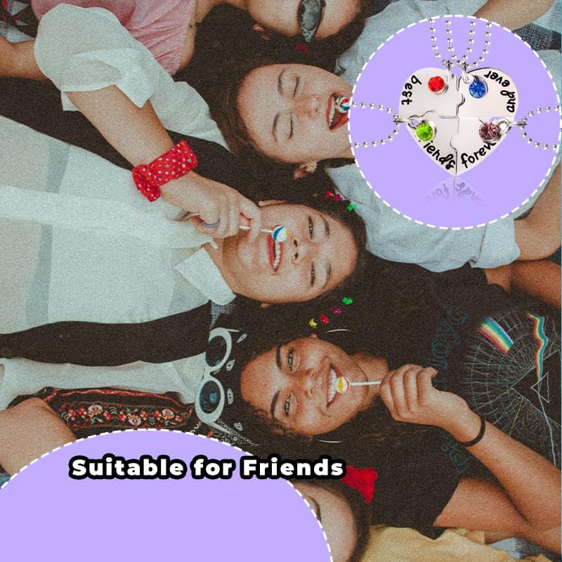 Matching Friend Gifts for Bestie Friend Friendship Necklace for Women Soul Sister Friends Bestie Thank You Gift for Soul Sister Friend Friendship Necklace for 4 Matching Necklaces - Image 5