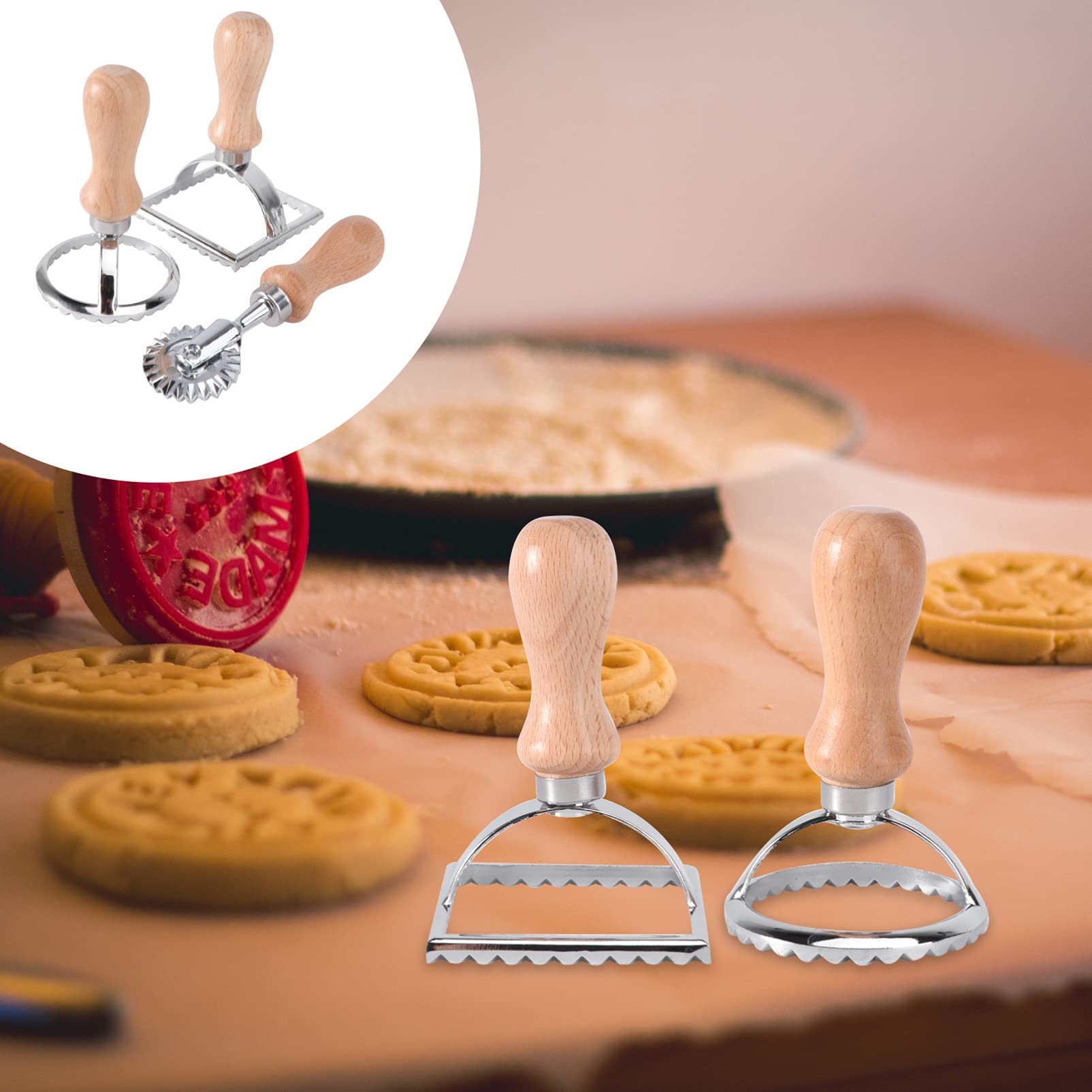 PRETYZOOM 6stücke Teiliges Ausstechformen Für Kekse Mit Holzgriff Lace Biscuit Cutter Geeignet Für Kreative Backprojekte Und Kindergeburtstage Für Kuchen Und Plätzchen