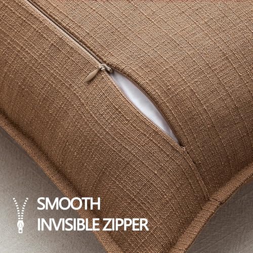 Image of MIULEE Pack of 2 Thick Textured Couch Throw Pillow Covers 18x18, Brown Decorative Pillow Covers, Neutral Linen Cushion Cases for Sofa Bed Living Room Modern Farmhouse Home Decor, No Filling
