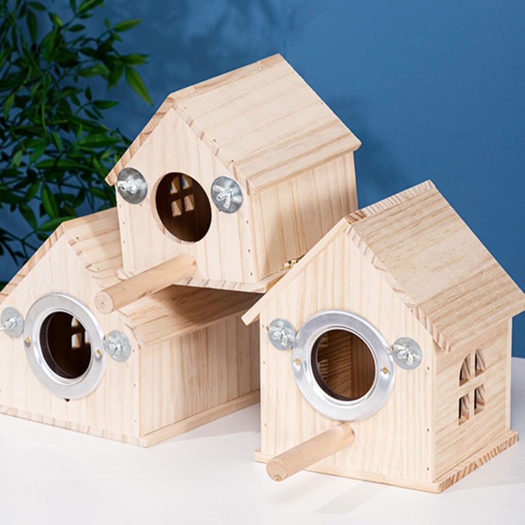 Caja de cría de loros, nido de pájaros colgante, jaula de pájaros, caja de apareamiento de madera para periquitos, cacatúas, periquitos