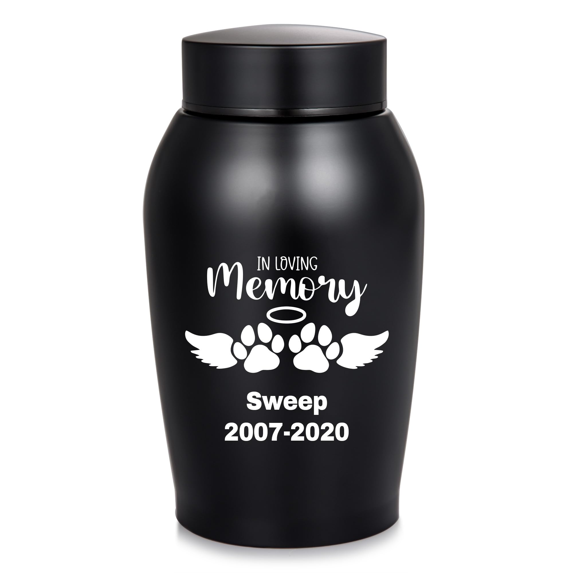 Medium Urn for Pet - Engraved Stainless Steel Cremation Urns for Dog Cat Ashes, In Loving Memory Keepsake Vase Memorial Gift