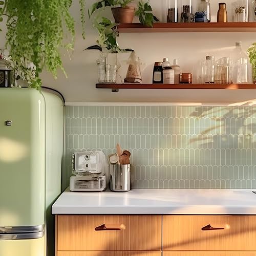 Miniatura 2 de Alwayspon Adhesivo Para Azulejos, 10 Unidades De 20 Cm, Color Verde Salvia, Autoadhesivo, Para Transferencia En Baño, Cocina, Salpicaduras, Despegar Y Pegar