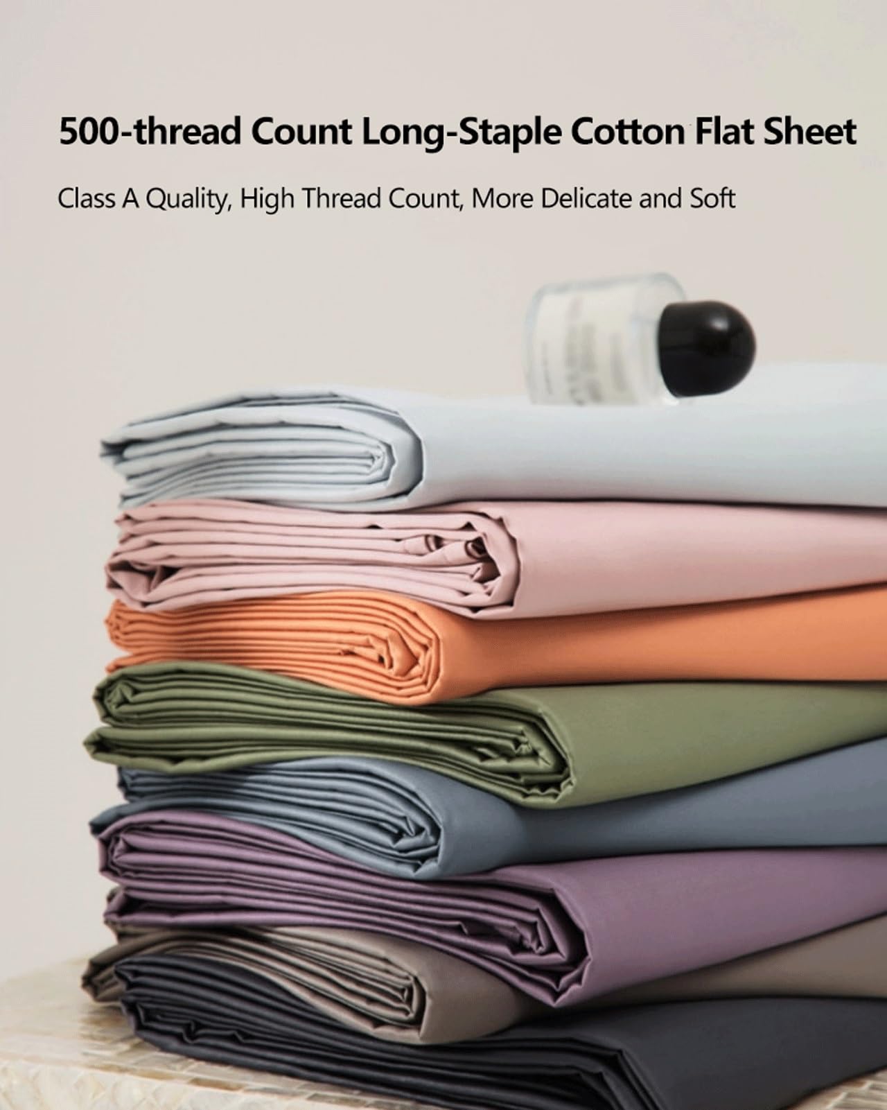 Sábanas Planas 120x230cm a 245x270cm Sabanas encimeras 500TC satén de algodón de Fibra Larga sábana Superior Ultra Suave Ropa de Cama(Blue,120x230cm)