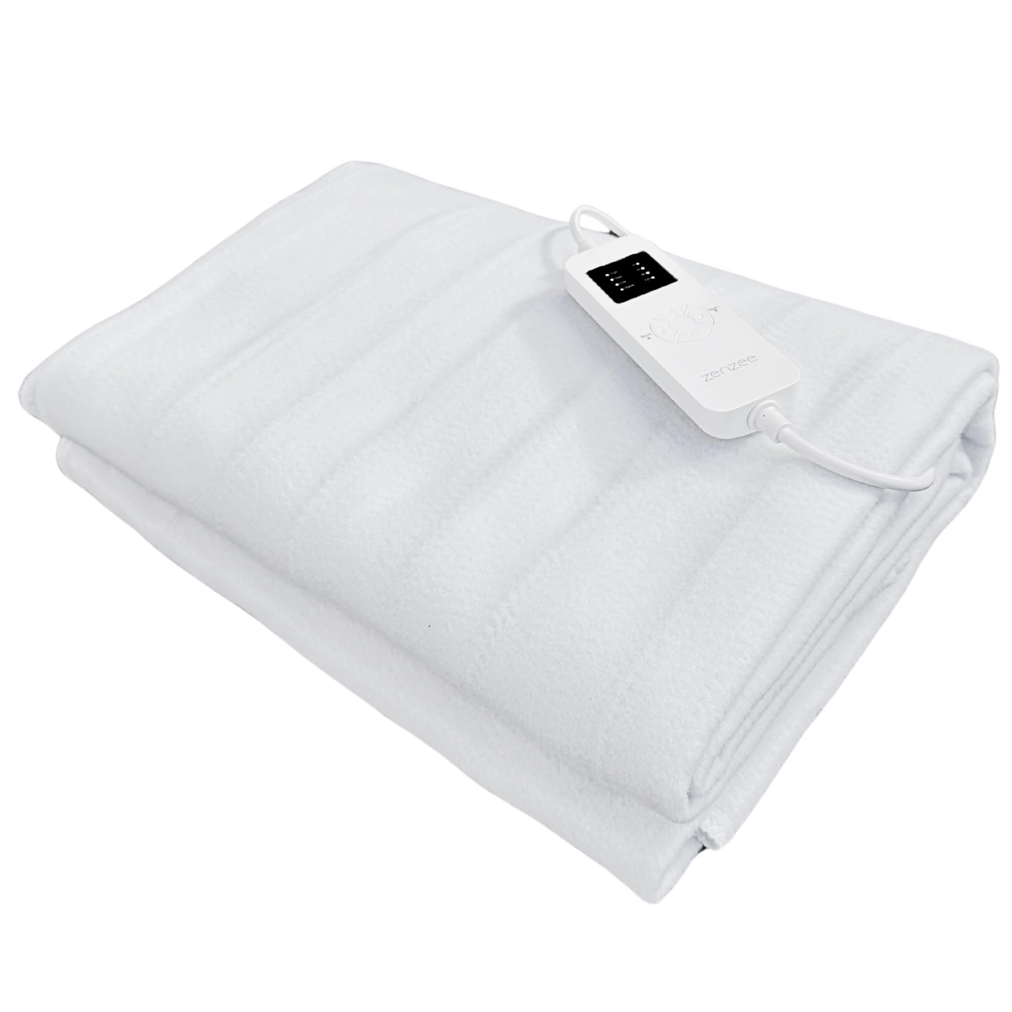 Image of the ZenZee electric underblanket controller showing power, heat, and timer buttons with corresponding indicator lights.