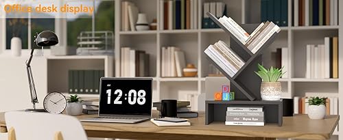 Miniatura 18 de Godferyxin Estantería de árbol de libros, estantería de madera de 5 niveles para exhibir libros, CD, revistas y más en la oficina, el hogar o la