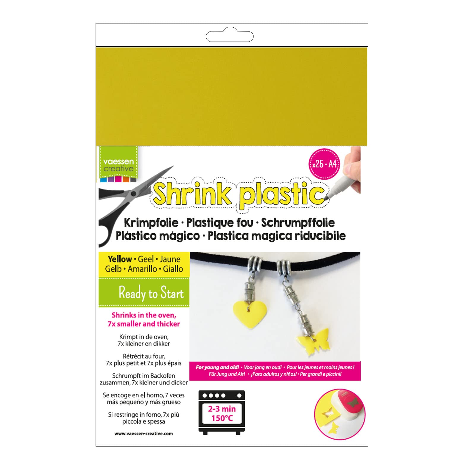 Vaessen Creative Shrink Plastic, 25 Sheets, 21 x 30 cm, Fun Arts and Crafts Projects for All Ages