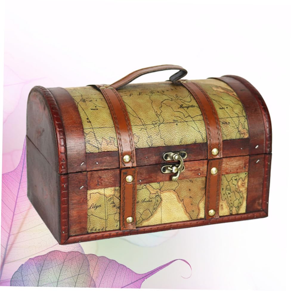 Coffre trésor en bois avec serrure au design vintage raffiné - 5