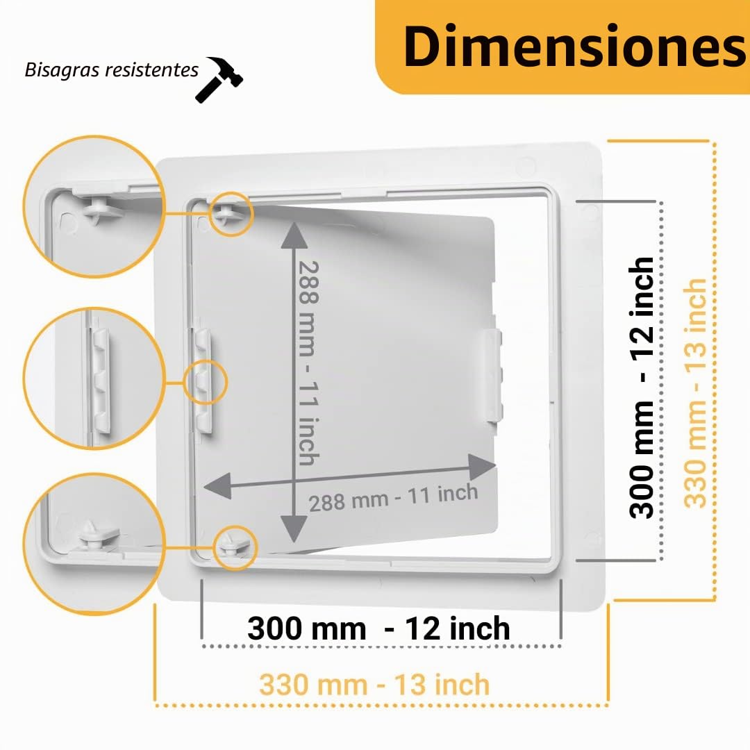 Proxinova 300x300mm Puertas de contadores, Plástico ABS, Gabinete y caja de fusibles, Paneles Ocultacion Cuadro Electrico, cables, medidores, tuberías, Queda al ras de la superficie