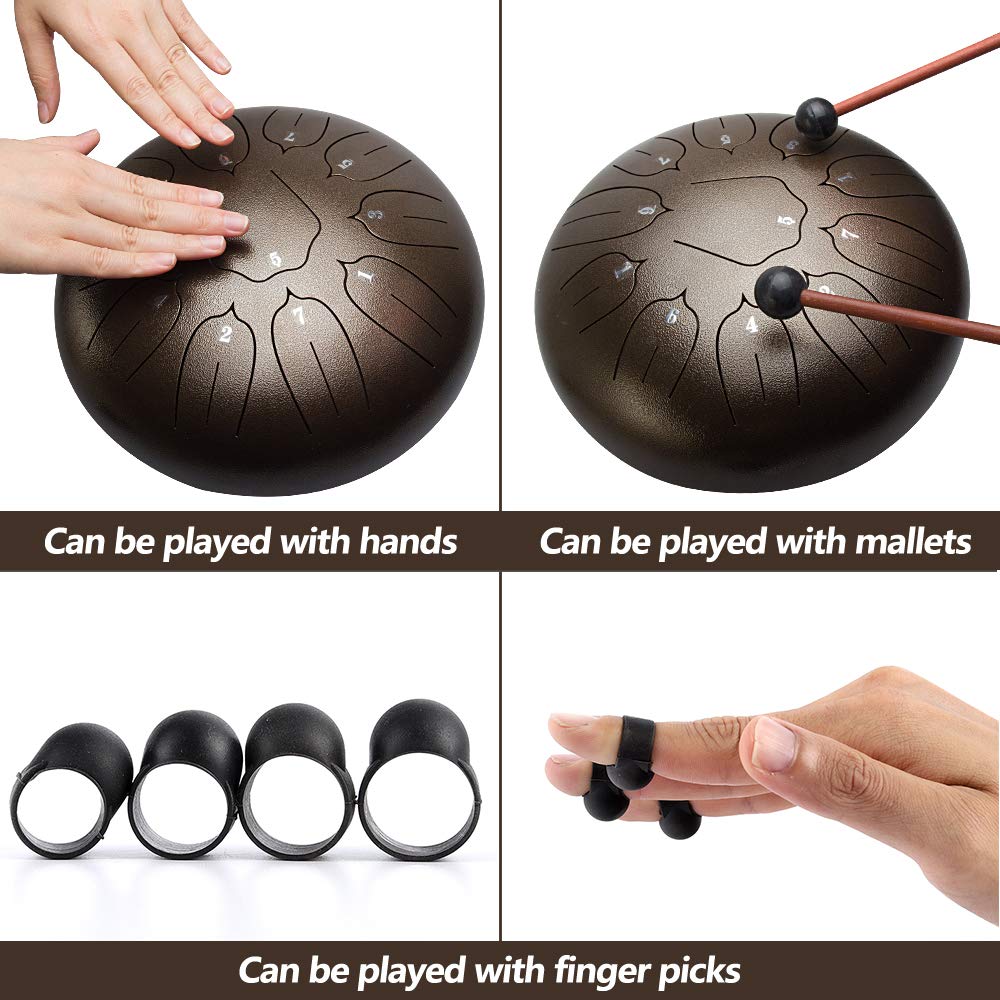 Amazon | Luvay スチールタング ドラム-11音 10インチ-打楽器-携帯
