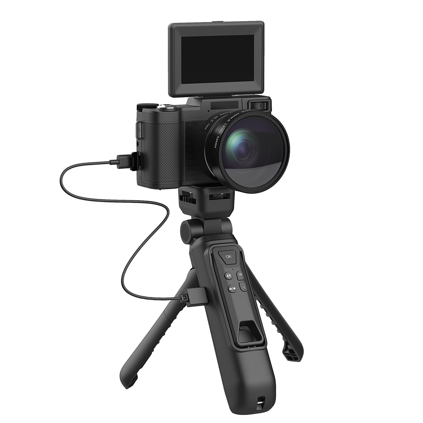 Cámara 4K para fotografía, Vlogging de cámara digital 4K - Cámara de vlogging de computadora 48MP | Accesorios de viaje de grabadora de video, control remoto anti-shake, equipo de transmisión en