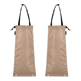 Yuiboo Solid Color Pure Plain Tan Car Trash Can Front Seat Hanging Vehicle Trash Can Elastic Opening Small Garbage Can for Car Litter Bags for Cars 2 Pack Collapsible