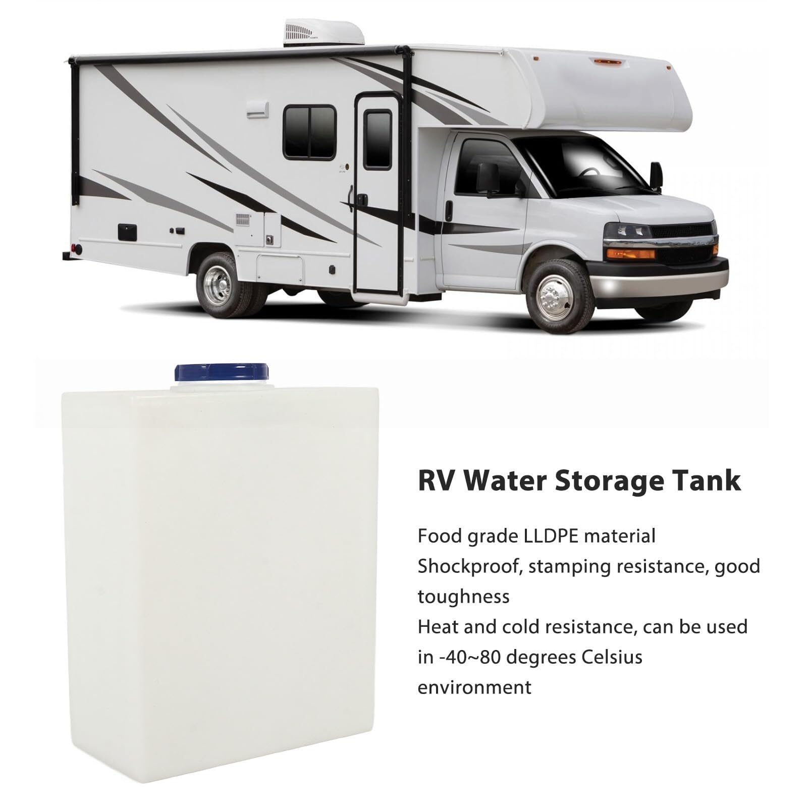 LICOME 10 Gallon RV Water Storage Tank,19.7 X 15.7 X 7.9in Leakproof Large Capacity Water Tank,for Trailer, Boat, Yacht, Suitable for Drinking Water
