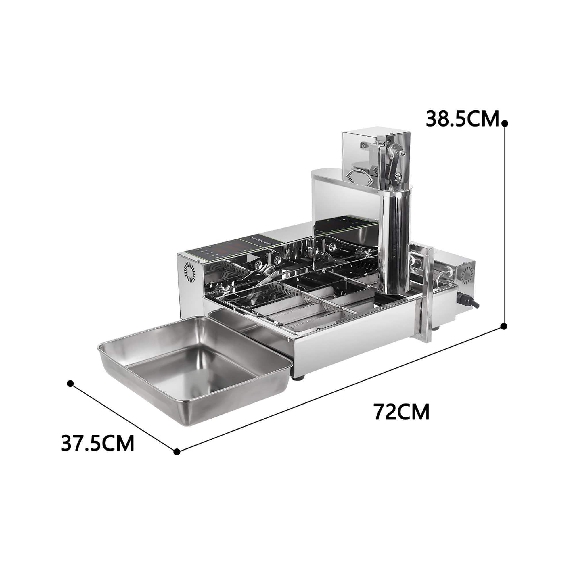 Automatische Donut-Maker-Maschine, 4 Reihen, 6 L Trichter, Kommerzielle Donut-Herstellungsmaschine, Brat-Mini-Donuts-Maker, Einstellbare Dicke, 304 Edelstahl