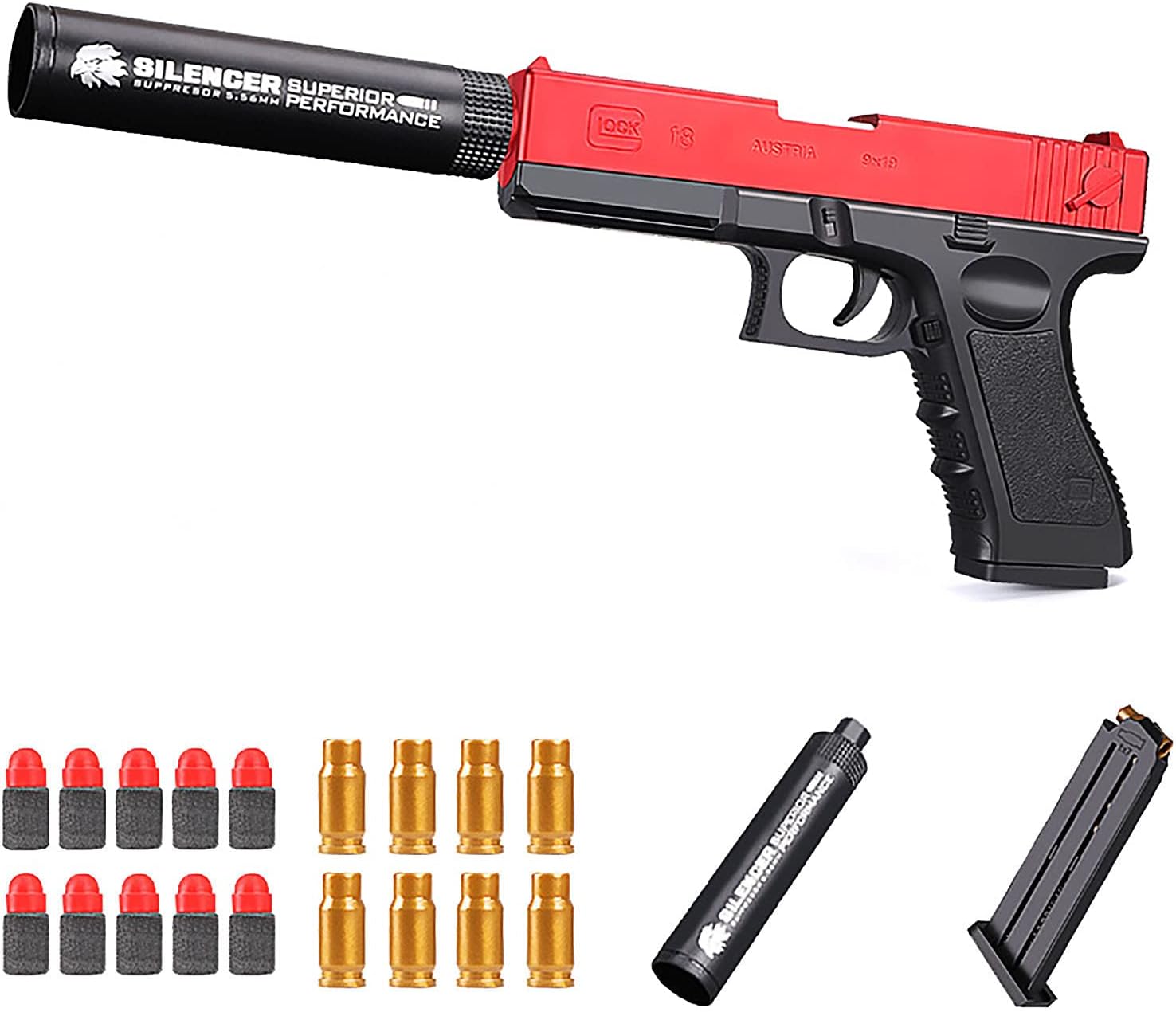 Cosplay Dress-Up Accessories Soft Bullet Toy Gun, gun that can fire Soft Bullets children's live CS battles (Red&Black)