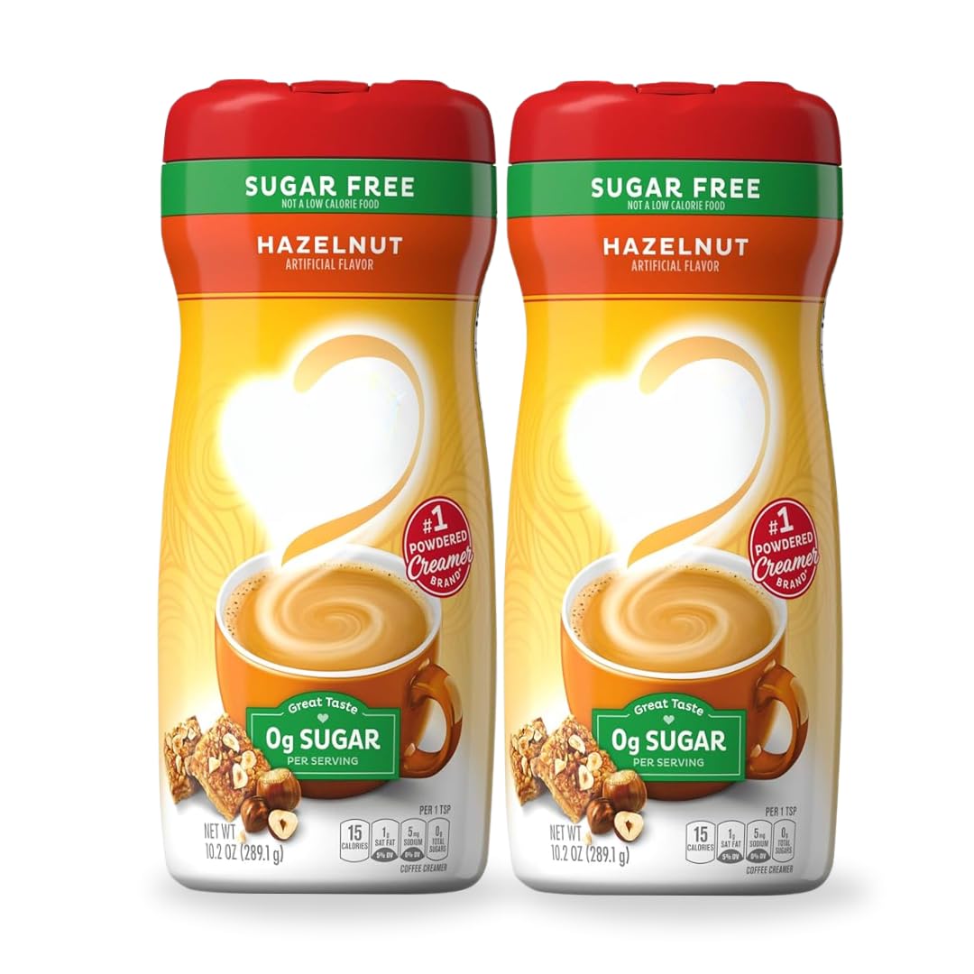 Sugar-Free Hazelnut Coffee Creamer Powder, 10.2 oz Canister (2-Pack)